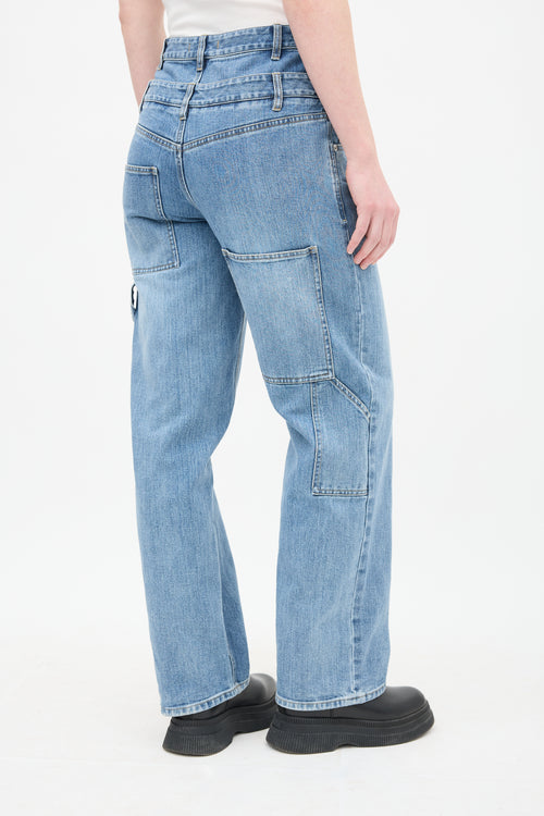 Tibi Light Wash Double Waist Jeans