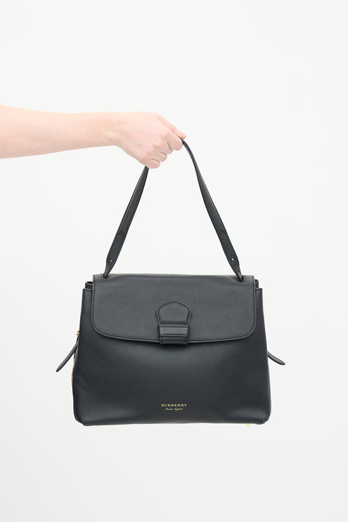 Burberry Black Leather House Check Camberley Bag