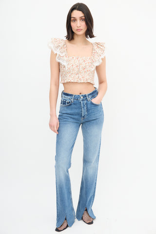 Lug Von Siga Cream 
Multi Pleated Floral Top