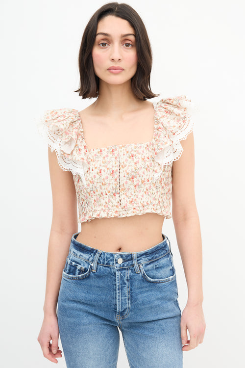 Lug Von Siga Cream 
Multi Pleated Floral Top