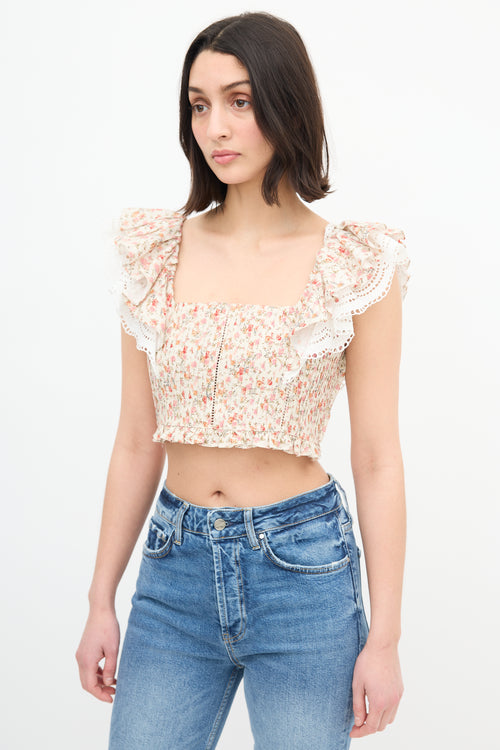 Lug Von Siga Cream 
Multi Pleated Floral Top