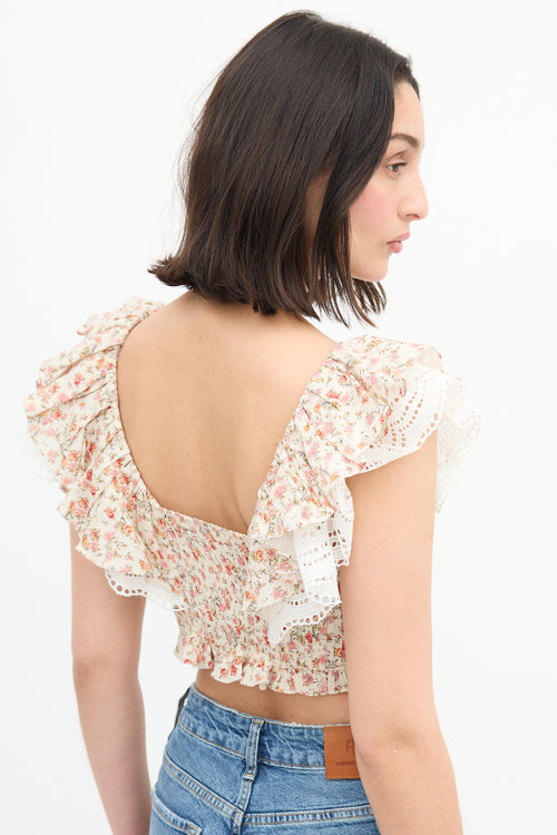 Lug Von Siga Cream 
Multi Pleated Floral Top