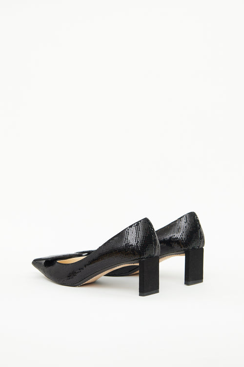 Louis Vuitton Black Sequin Bow Pump