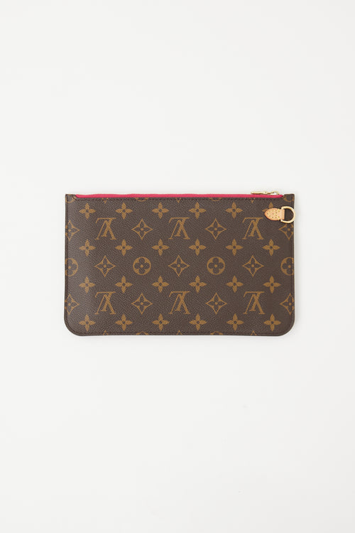 Louis Vuitton Brown Monogram 
Pink Neverfull Pochette