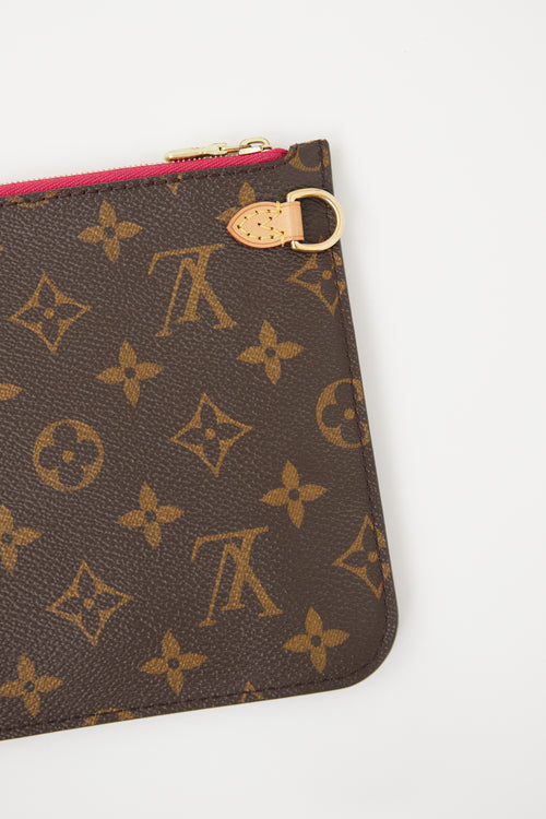 Louis Vuitton Brown Monogram 
Pink Neverfull Pochette