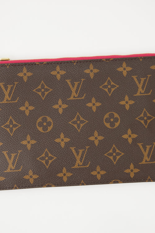 Louis Vuitton Brown Monogram 
Pink Neverfull Pochette