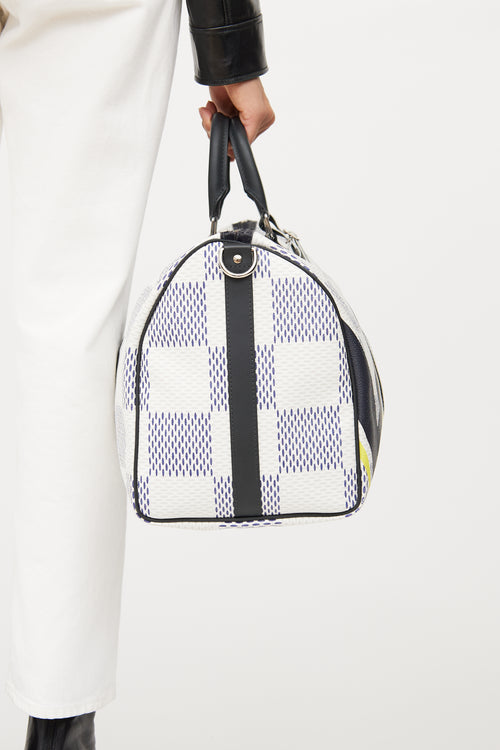 Louis Vuitton Black 
White Damier Azur Latitude Keepall Bag