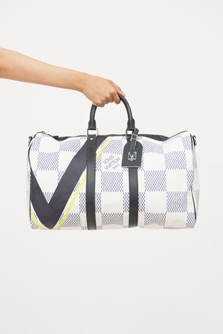 Louis Vuitton Black 
White Damier Azur Latitude Keepall Bag