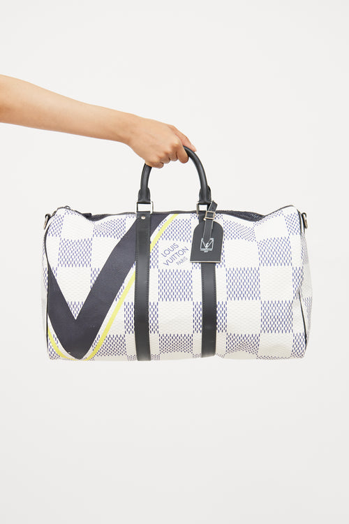 Louis Vuitton Black 
White Damier Azur Latitude Keepall Bag