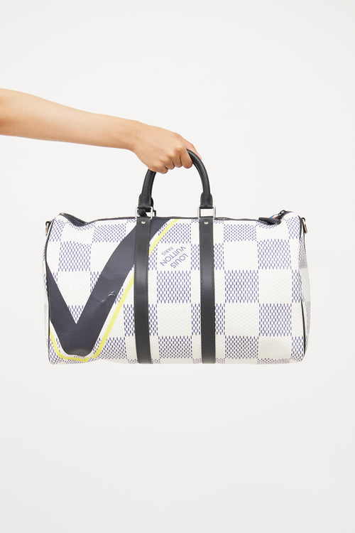 Louis Vuitton Black 
White Damier Azur Latitude Keepall Bag