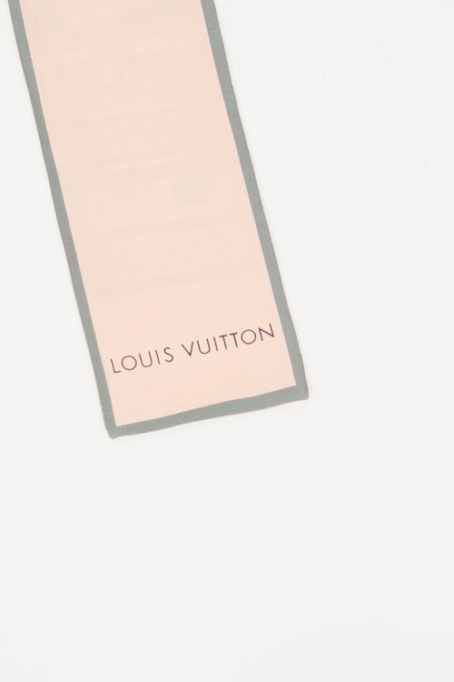 Louis Vuitton Pink Trunks Silk Bandeau Scarf