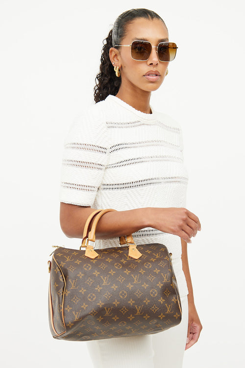 Louis Vuitton Brown Speedy 30 Bandouliere Monogram Bag