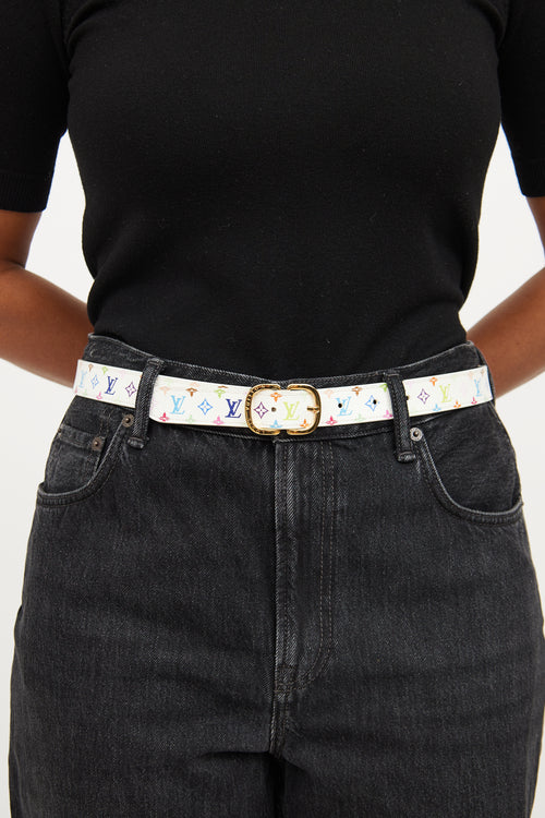 Louis Vuitton White Murakami Belt