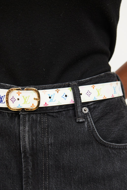 Louis Vuitton White Murakami Belt