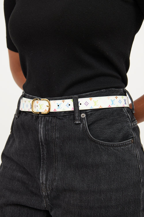 Louis Vuitton White Murakami Belt