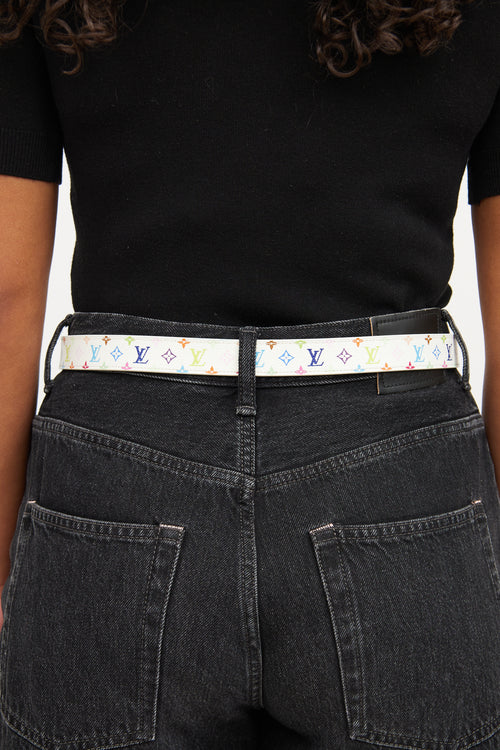 Louis Vuitton White Murakami Belt