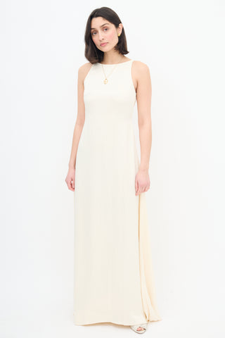 L
Academie Cream Satin Backless Dress