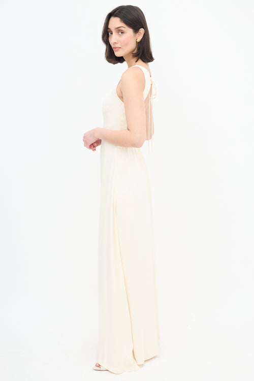 L
Academie Cream Satin Backless Dress