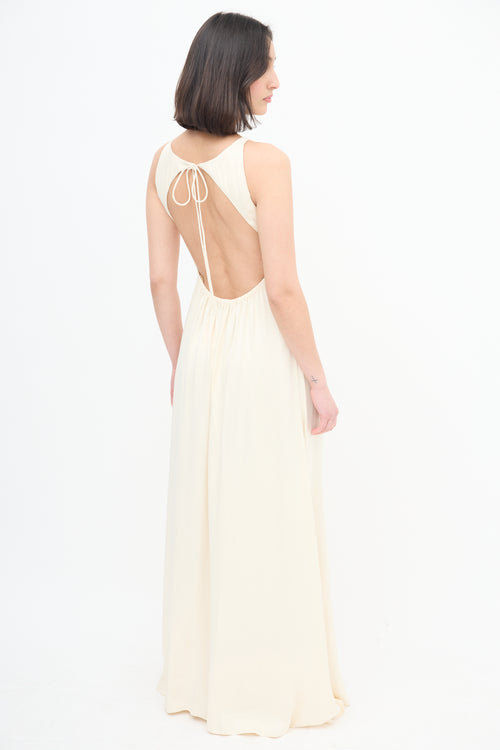 L
Academie Cream Satin Backless Dress