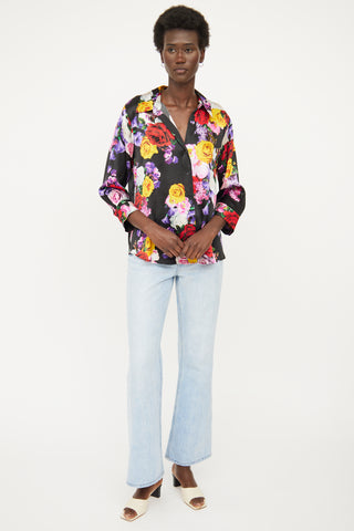 L
agence Multi Floral Silk Button Up Blouse