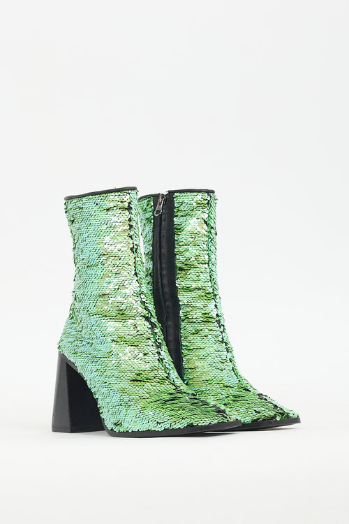 L
Intervalle Green Sequin Heeled Boot