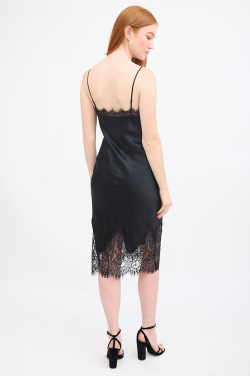 L
agence Black Silk 
Lace Midi Slip Dress