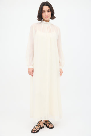 La Collection Cream Wool Mock Neck Maxi Dress