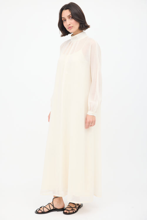 La Collection Cream Wool Mock Neck Maxi Dress