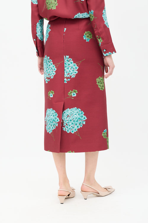 La DoubleJ Burgundy 
Multi Floral Shirt 
Skirt Co-Ord Set