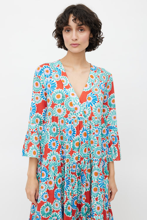 La DoubleJ Multicolour Floral Pleated Dress