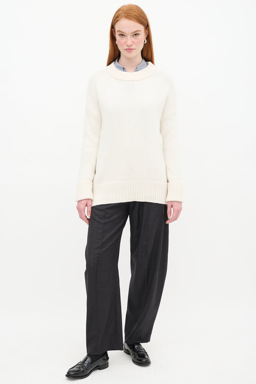 La Ligne Cream Wool Knit Sweater