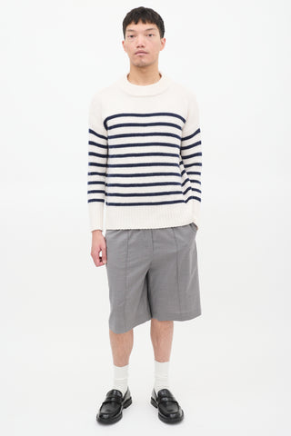 La Ligne White 
Navy Wool 
Cashemere Striped Sweater