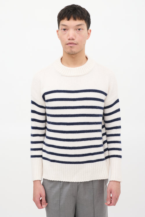 La Ligne White 
Navy Wool 
Cashemere Striped Sweater