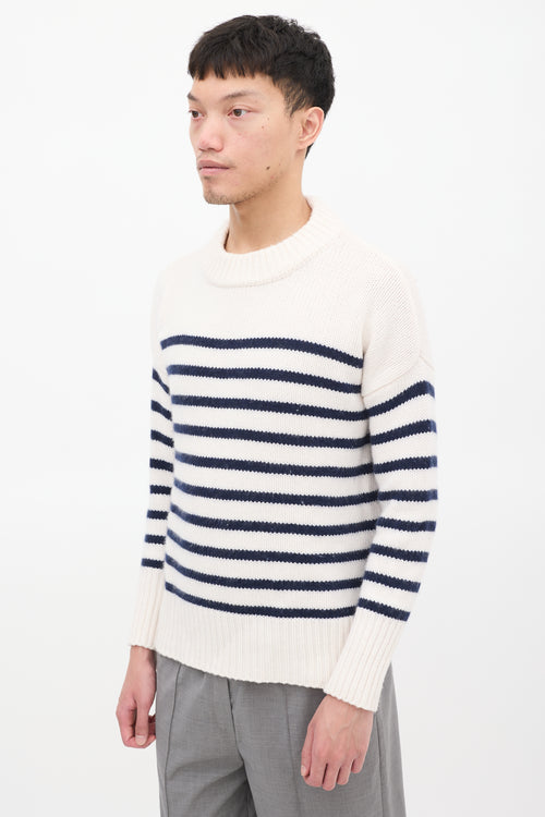 La Ligne White 
Navy Wool 
Cashemere Striped Sweater