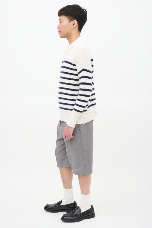 La Ligne White 
Navy Wool 
Cashemere Striped Sweater