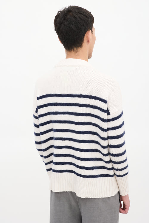 La Ligne White 
Navy Wool 
Cashemere Striped Sweater