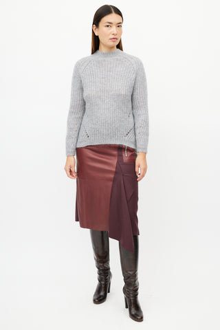 La Maille Sezane Grey Mohair Knit Sweater