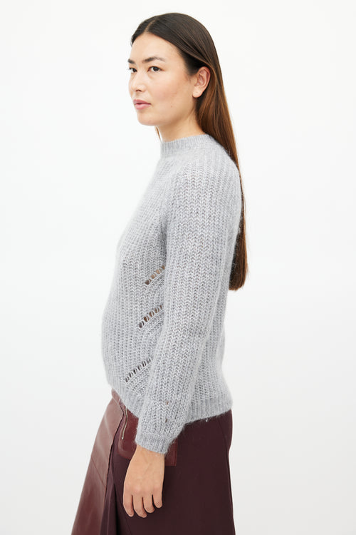 La Maille Sezane Grey Mohair Knit Sweater