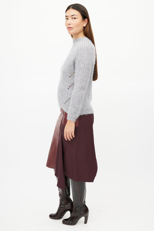 La Maille Sezane Grey Mohair Knit Sweater