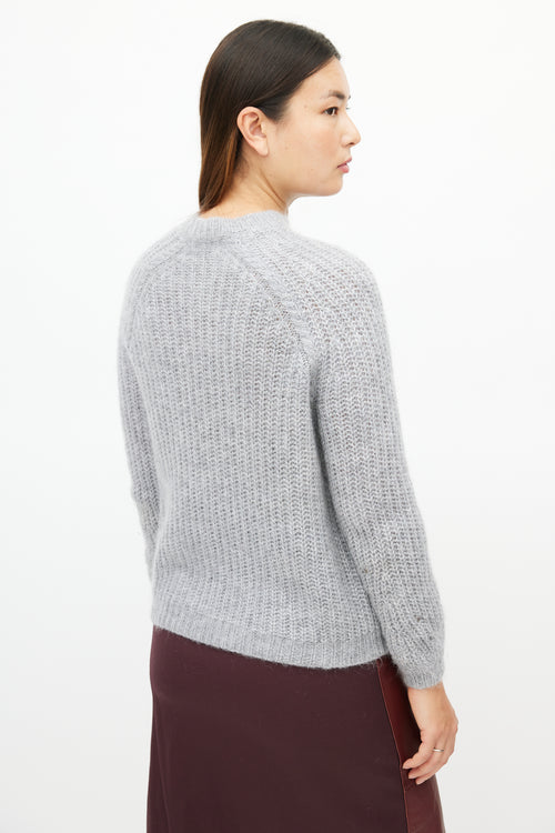 La Maille Sezane Grey Mohair Knit Sweater