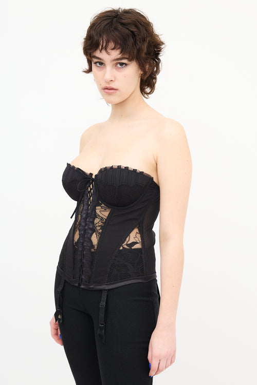 La Perla Lace Pinstripe Strapless Corset