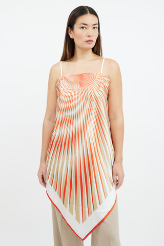 La Perla Orange 
Beige Radial Stripe Satin Top