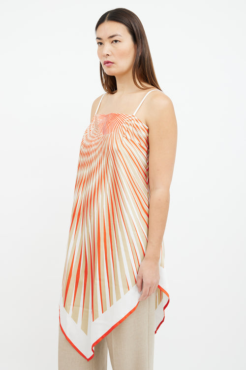 La Perla Orange 
Beige Radial Stripe Satin Top