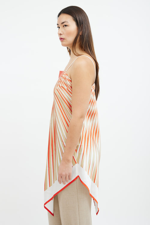 La Perla Orange 
Beige Radial Stripe Satin Top