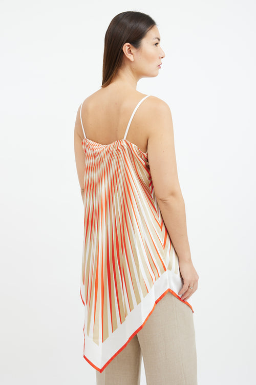 La Perla Orange 
Beige Radial Stripe Satin Top