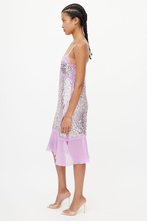 La Perla Purple 
Silver Metallic Sequin Dress