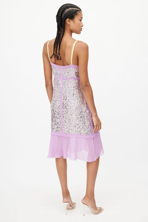 La Perla Purple 
Silver Metallic Sequin Dress