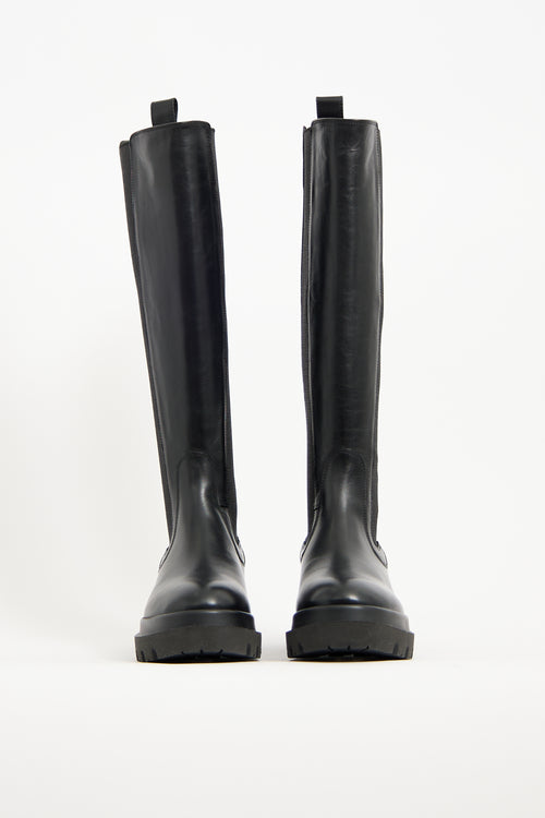 La Canadienne Black Leather Knee High Chelsea Boot