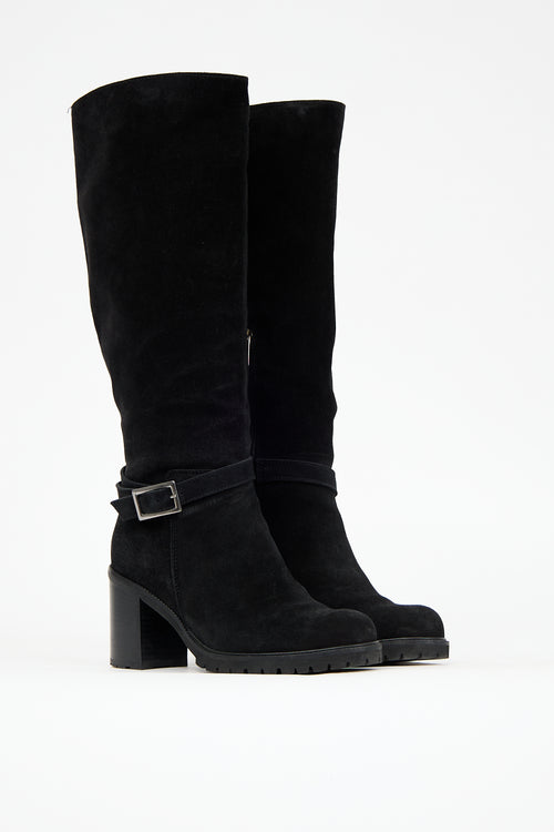 La Canadienne Black Suede Buckle Paul Boot