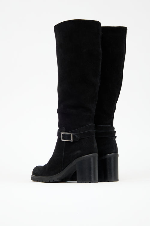 La Canadienne Black Suede Buckle Paul Boot